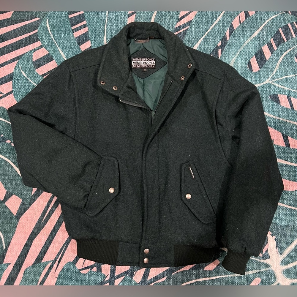 Vintage Member’s Only Wool Quilt Lined Bomber Jacket